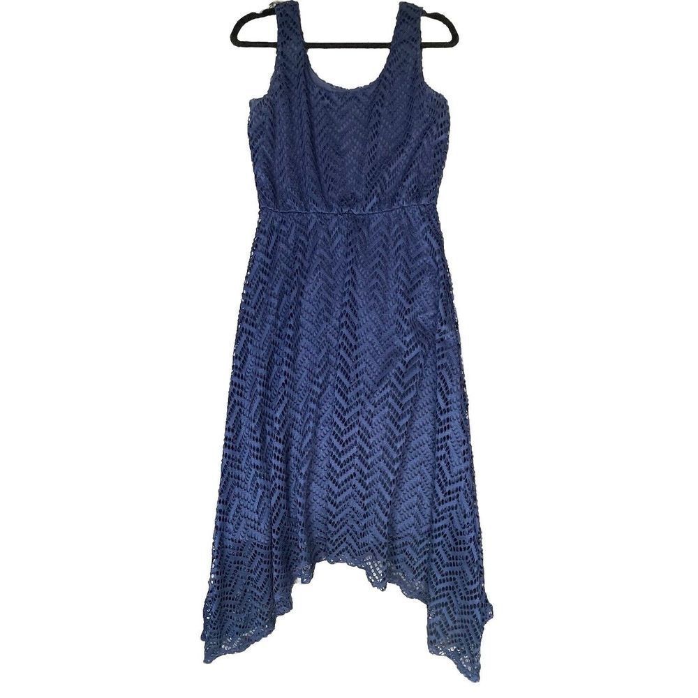 AUW Dress Womens Size 6 Blue Lace Boho Dark Romantic Feminine Fairy Coquette